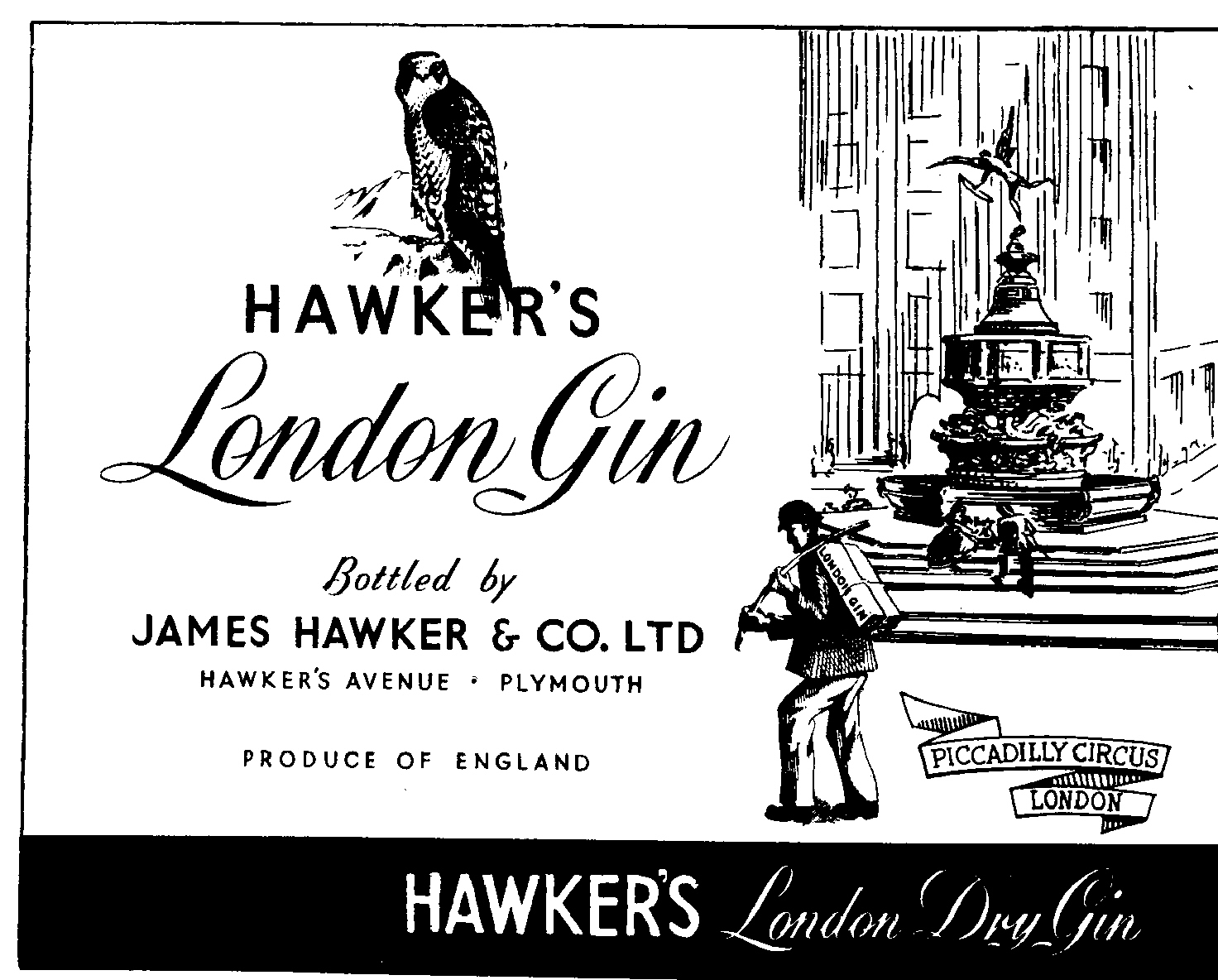 Trademark image for HAWKER'S LONDON GIN.